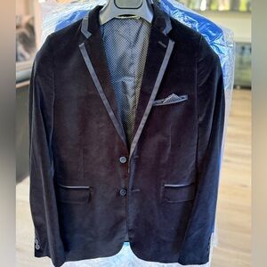 C2 by Calibrate Black Velvet Blazer with Satin Trim